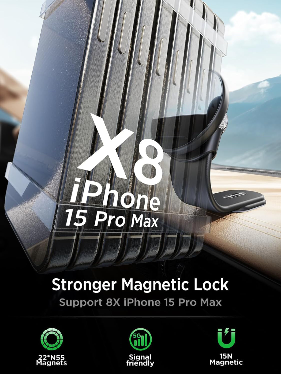 15W for MagSafe Car Mount Charger,Magnetic Wireless Fast Charging