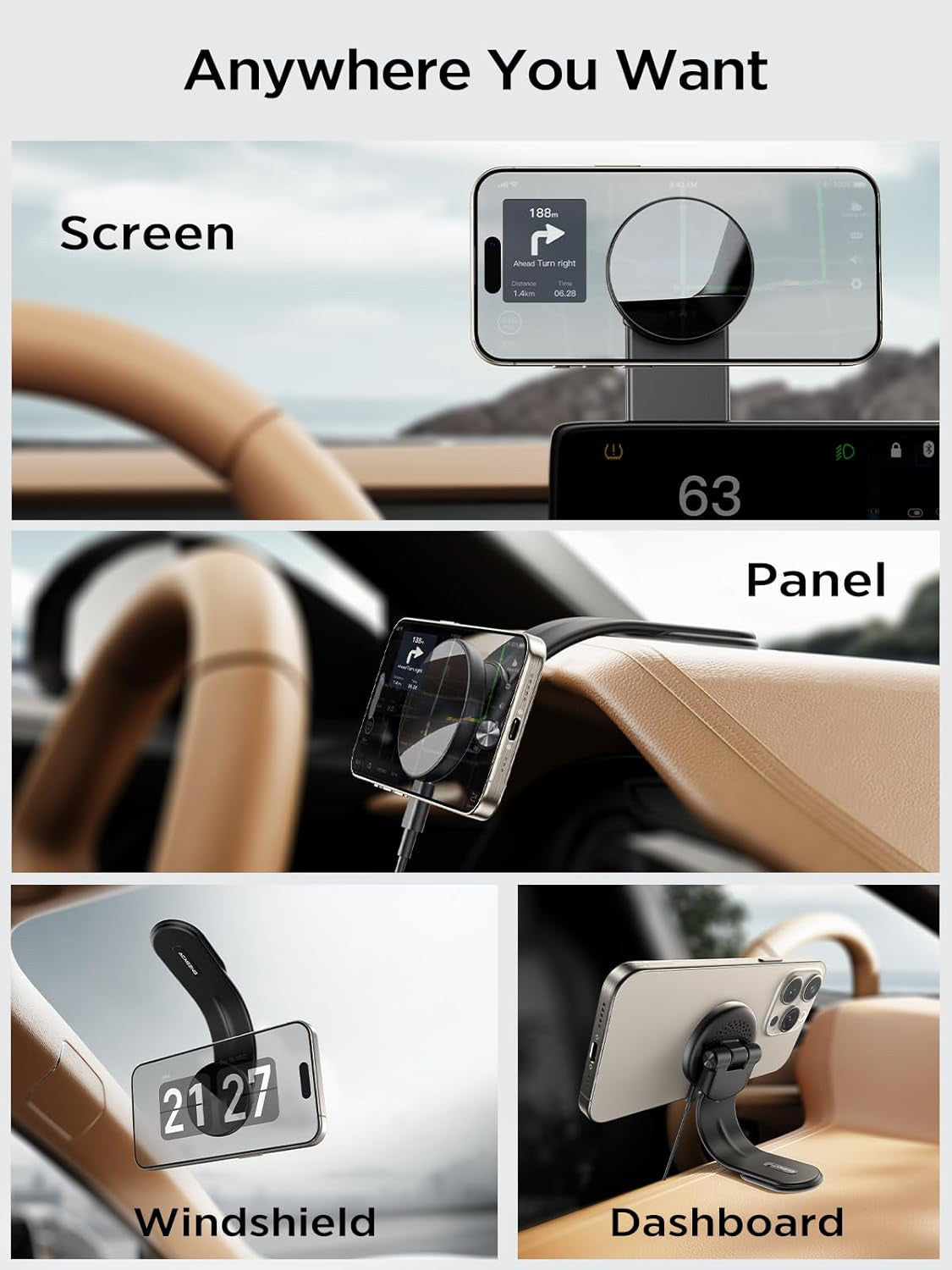 15W for MagSafe Car Mount Charger,Magnetic Wireless Fast Charging